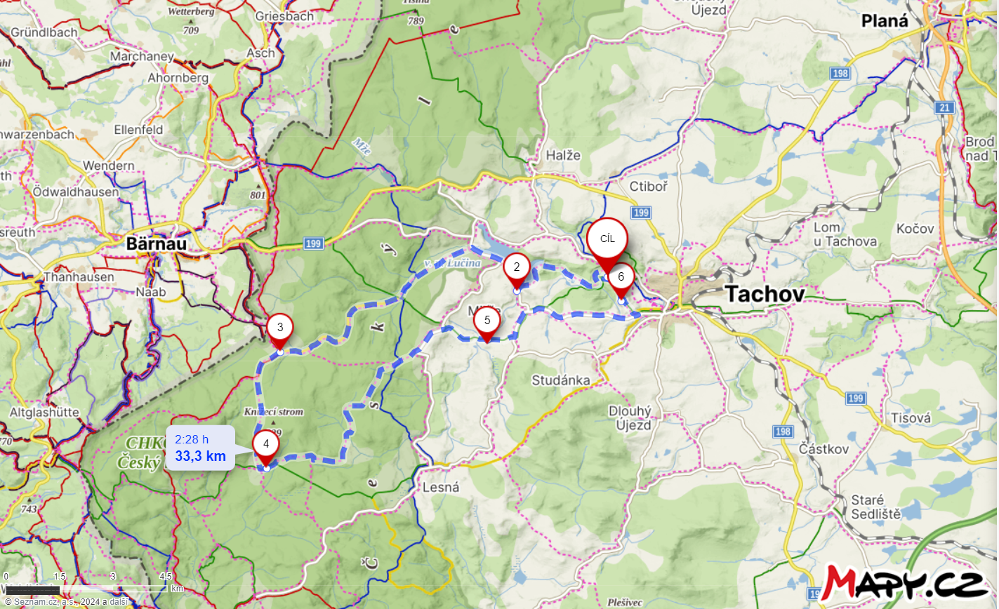Mapa Cesky les